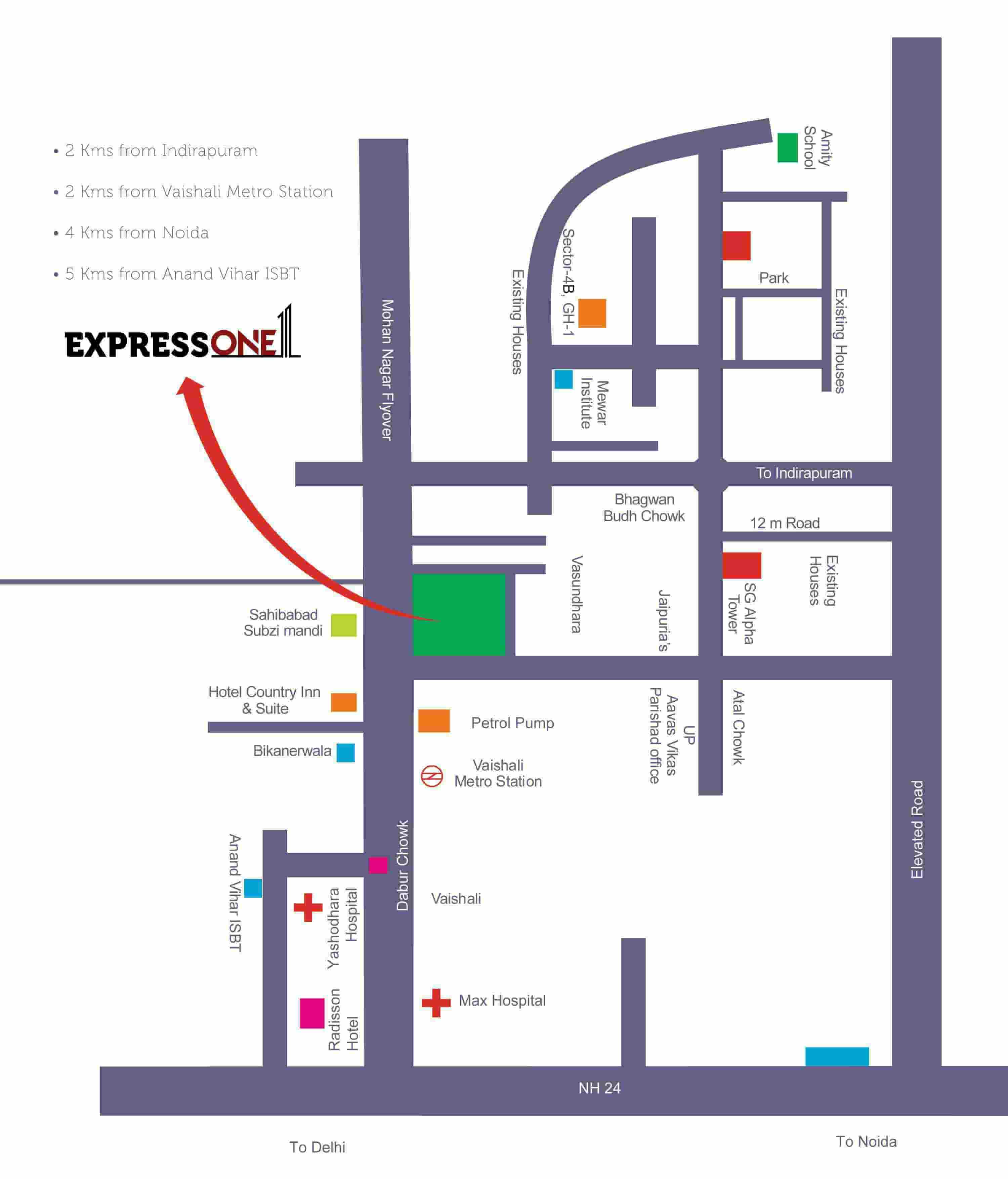 Express One Location Map